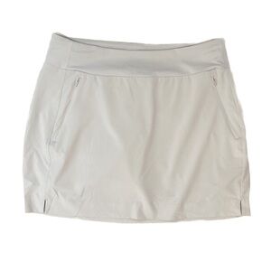 Athleta SoHo Skort Beige Gray Jupe-Short Pockets Mini Skirt Athleisure Sz 12